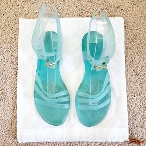 Ancient Greek blue jelly sandals wings
